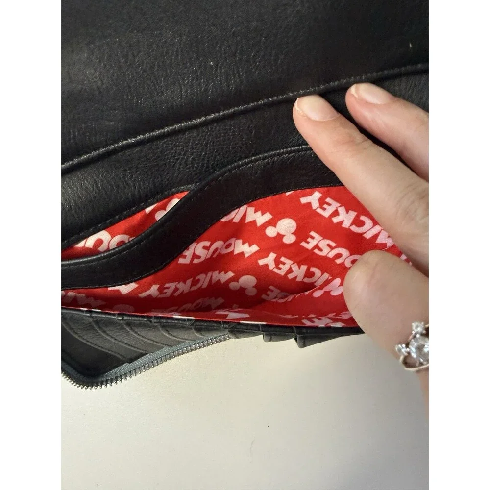 Disney Parks Mickey Mouse Denim AOP Loungefly Purse Wallet